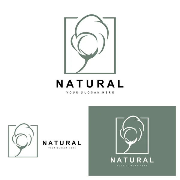 Bomull Logotyp Naturlig Biologisk Ekologisk Växtdesign Skönhet Textil Och Kläder — Stock vektor
