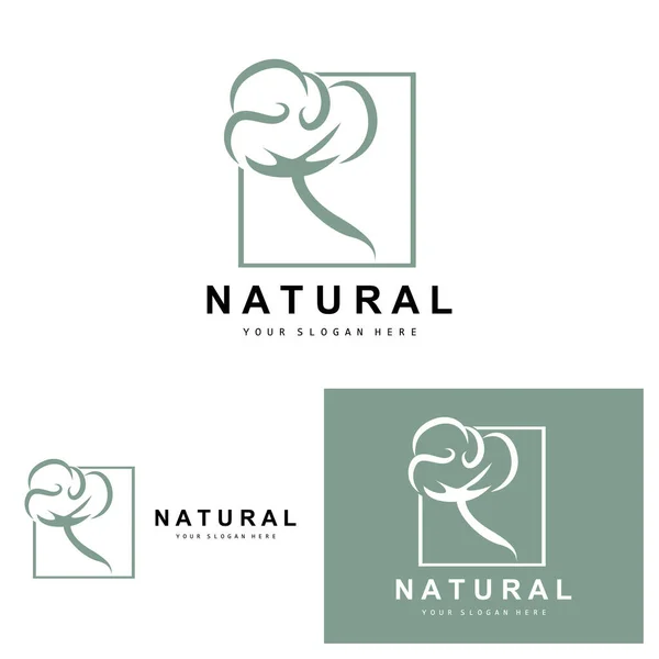 Cotton Logo Natural Biological Organic Plant Design Beauty Textile Clothing — Stockvektor