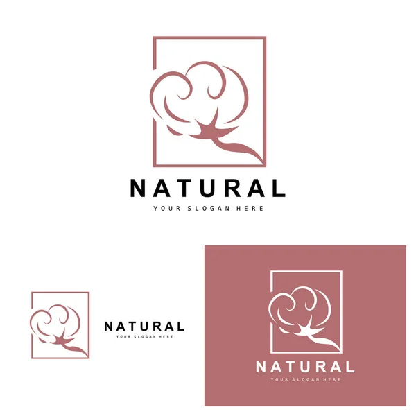 Bomull Logotyp Naturlig Biologisk Ekologisk Växtdesign Skönhet Textil Och Kläder — Stock vektor