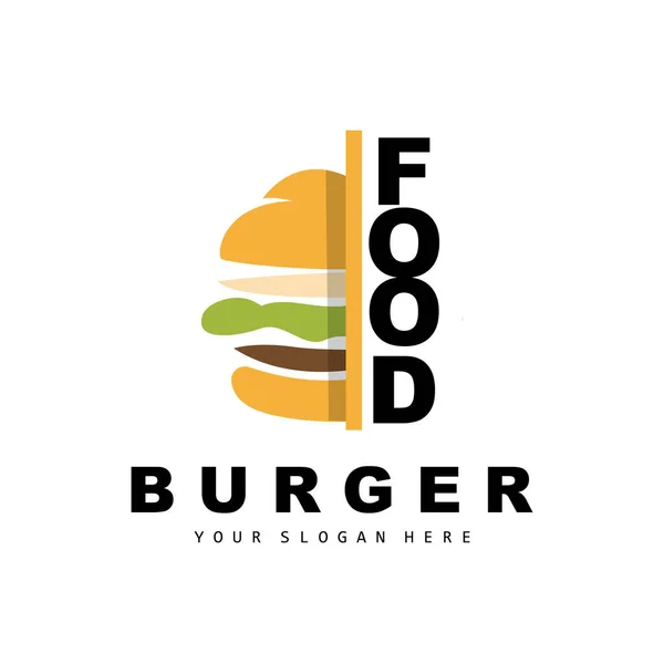 Burger Logo Fast Food Design Bread Vegetables Vector Fast Food — Wektor stockowy