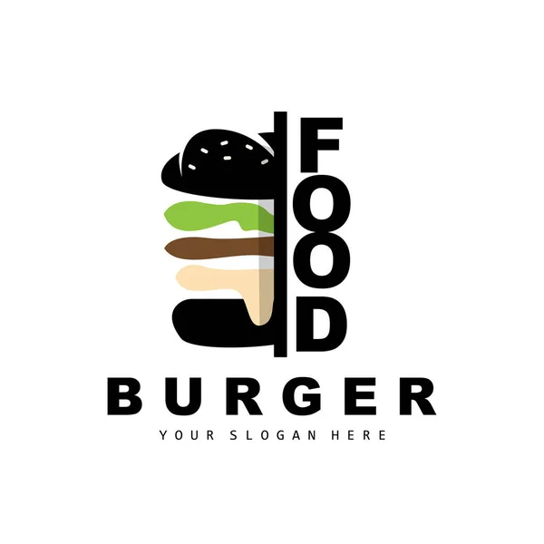 Burger Logo Fast Food Design Bread Vegetables Vector Fast Food — Stock Vector
