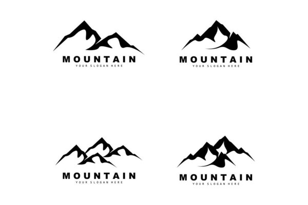 Mountain Logo Design, Vector Place For Nature Lovers Hiker