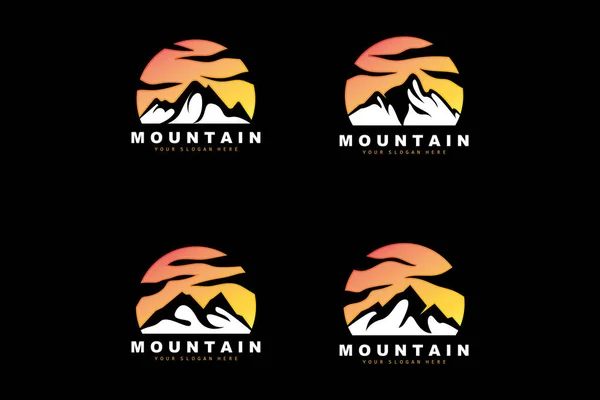Mountain Logo Design Vector Place Természet Szerelmeseinek Túrázás — Stock Vector