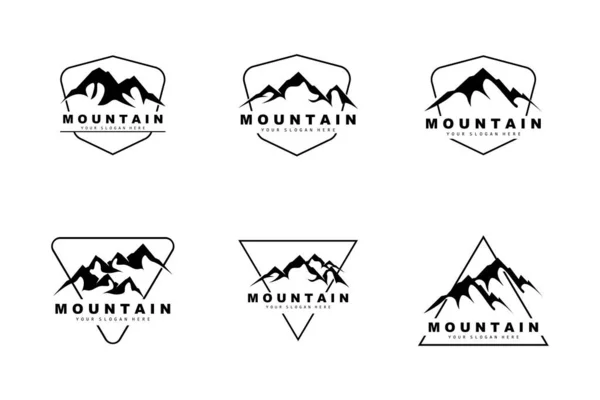 Mountain Logo Design Vector Place Nature Lovers Hiker — Vetor de Stock