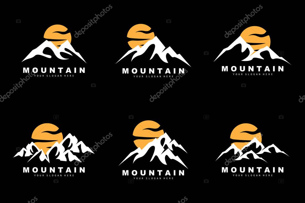 Mountain Logo Design, Vector Place For Nature Lovers Hiker