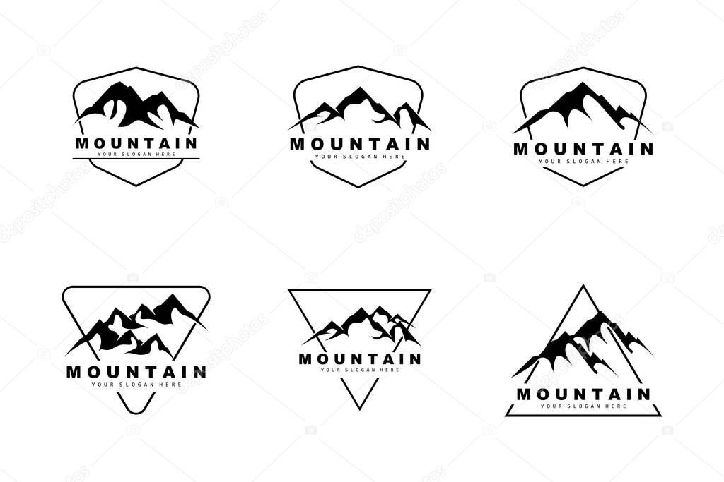 Mountain Logo Design, Vector Place For Nature Lovers Hiker