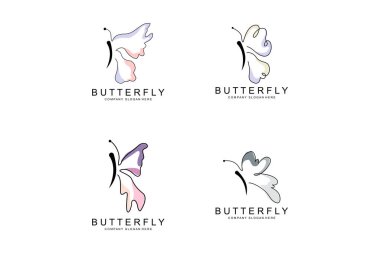 Butterfly Logo Design, Beautiful Flying Animal, Company Brand Icon Illustration, Screen Printing, Salon