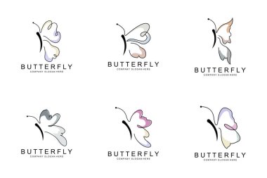 Butterfly Logo Design, Beautiful Flying Animal, Company Brand Icon Illustration, Screen Printing, Salon