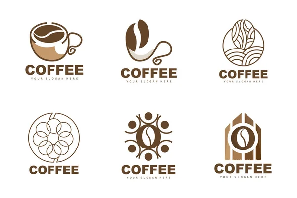 Disegno Del Logo Della Bevanda Del Chicco Caffè Nell Illustrazione — Vettoriale Stock