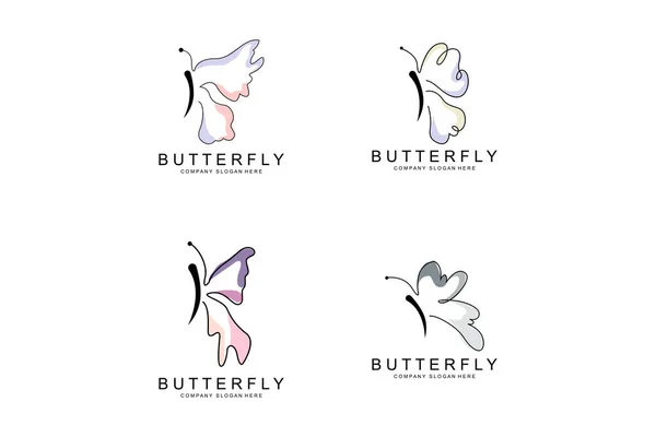 stock vector Butterfly Logo Design, Beautiful Flying Animal, Company Brand Icon Illustration, Screen Printing, Salon