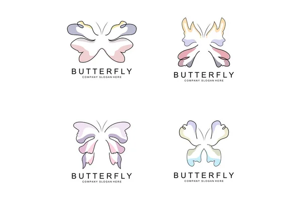 Butterfly Logo Design Beautiful Flying Animal Company Brand Icon Illustration — Stock Vector