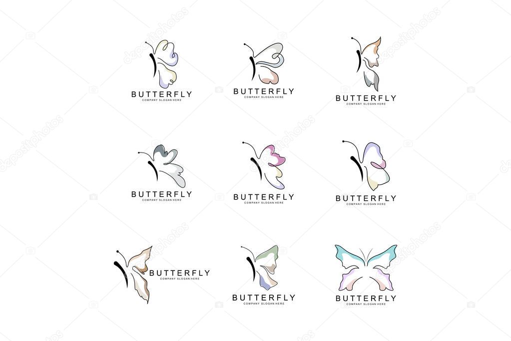 Butterfly Logo Design, Beautiful Flying Animal, Company Brand Icon Illustration, Screen Printing, Salon