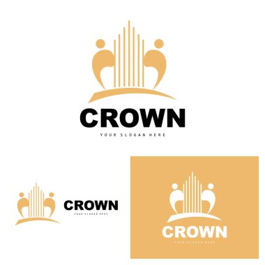 Crown Logosu, Kral ve Kraliçe Simgesi Tasarımı, Vektör Zarif, Basit, Şablon İllüstrasyonu