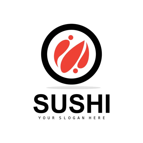 Λογότυπο Sushi Ιαπωνικά Τροφίμων Sushi Seafood Vector Ιαπωνική Κουζίνα Product — Διανυσματικό Αρχείο