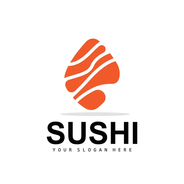 Sushi Logo Japanese Food Sushi Seafood Vector Japanese Cuisine Product — стоковий вектор