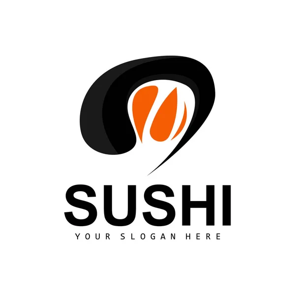 Sushi Logo Japanisches Essen Sushi Meeresfrüchte Vektor Japanische Küche Produkt — Stockvektor