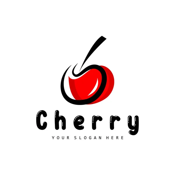 Cherry Fruit Logo Red Colored Plant Vector Illustration Fruit Shop — ストックベクタ