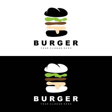 Burger Logo, Fast Food Design, Bread And Vegetables Vector, Fast Food Restaurant Brand Icon Illustration