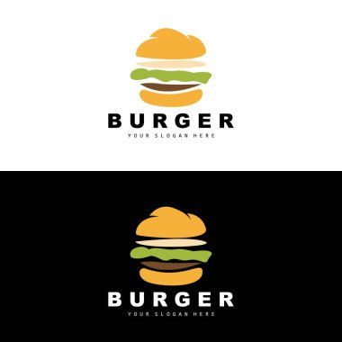 Burger Logo, Fast Food Design, Bread And Vegetables Vector, Fast Food Restaurant Brand Icon Illustration