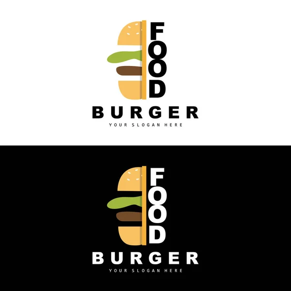 Hamburger Logosu Fast Food Tasarımı Ekmek Sebze Vektörü Fast Food — Stok Vektör