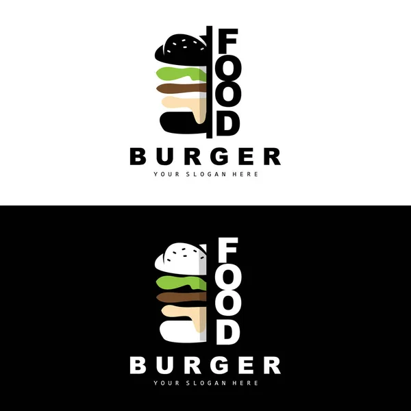Logotipo Hamburguesa Diseño Comida Rápida Vector Pan Verduras Icono Marca — Vector de stock