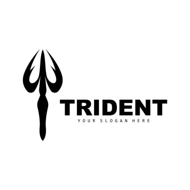 Trident Logo, Poseidon Neptün 'ün Vektör Sihirli Mızrağı, Triton Kral Tasarımı, Simge Simgesi Çizimi