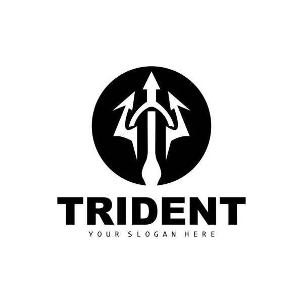 Logo Trident Lanza Mágica Vectorial Poseidón Neptuno Tritón King Design — Vector de stock