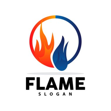 Kırmızı Alev Logosu, Yanan Isı Ateş Vektörü, Ateş Logosu Şablonu Simgesi Tasarımı