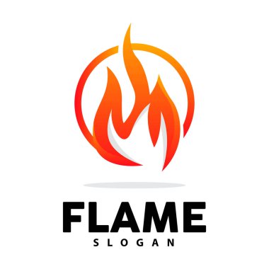 Kırmızı Alev Logosu, Yanan Isı Ateş Vektörü, Ateş Logosu Şablonu Simgesi Tasarımı