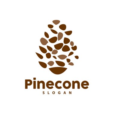 Pine Cone Logosu, Zarif Lüks Çam Basit Tasarımı, Ağaç Meşesi Simgesi Vektörü, Ürün Markası Çizimi