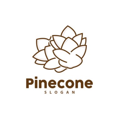 Pine Cone Logosu, Zarif Lüks Çam Basit Tasarımı, Ağaç Meşesi Simgesi Vektörü, Ürün Markası Çizimi