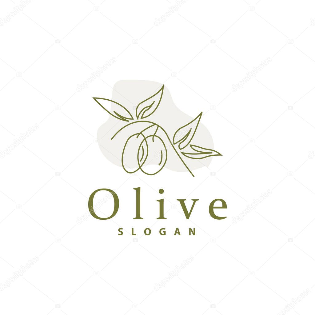 Olive Oil Logo, Olive Leaf Plant Herbal Garden Vector, Simple Elegant Luxurious Icon Design Template illustration