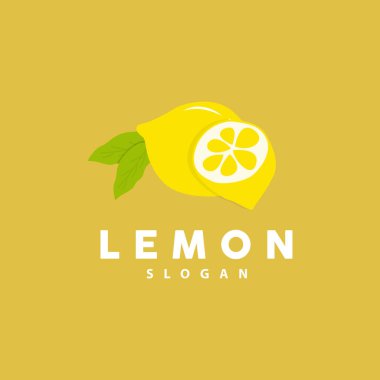 Limon Logosu, Lüks Minimalist Tasarım, Meyve Suyu için Limon Taze Meyve Vektörü, Resim Şablonu Simgesi