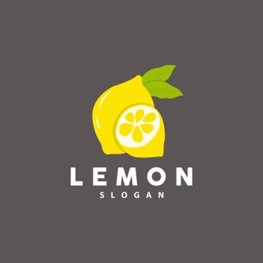 Limon Logosu, Lüks Minimalist Tasarım, Meyve Suyu için Limon Taze Meyve Vektörü, Resim Şablonu Simgesi