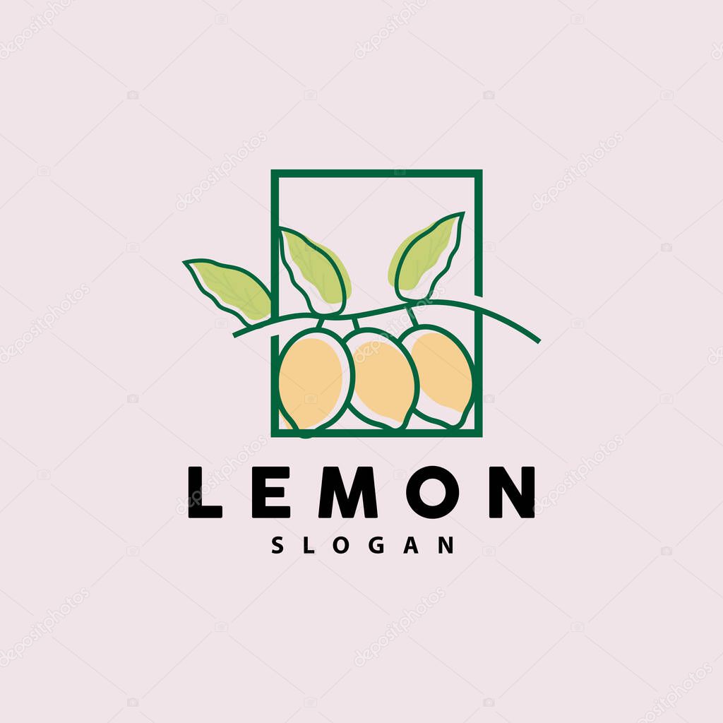 Lemon Logo, Luxurious Elegant Minimalist Design, Lemon Fresh Fruit Vector For Juice, Illustration Template Icon
