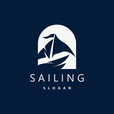 Yelkenli Logosu Tasarımı, Balıkçı Teknesi İllüstrasyonu, Balıkçı Teknesi Şirketi Brand Vector Simgesi, Tekne Dükkanı Tasarımı, Balık Dükkanı, Ulaşım