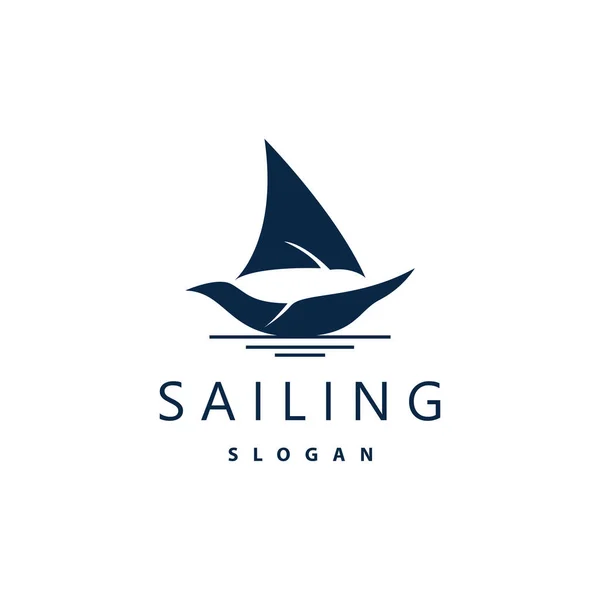 Sailboat Logo Design Fishing Boat Illustration Fishing Boat Company Brand — 스톡 벡터