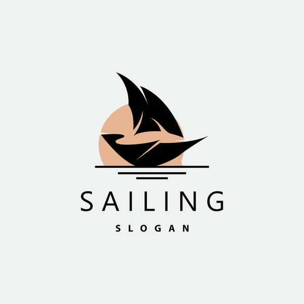 Sailboat Logo Design Fishing Boat Illustration Fishing Boat Company Brand — Διανυσματικό Αρχείο