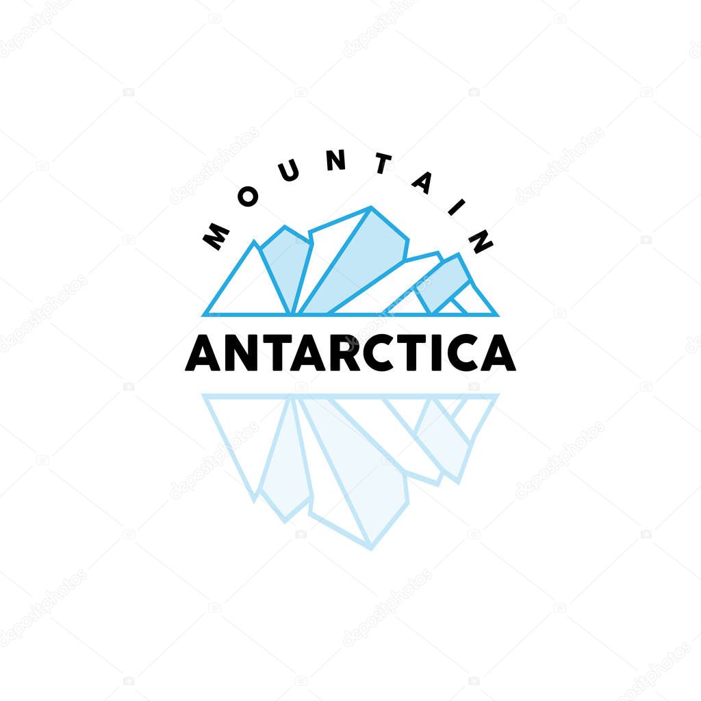 Iceberg Logo, Antarctic Mountains Vector In Ice Blue Color, Nature Design, Product Brand Illustration Template Icon