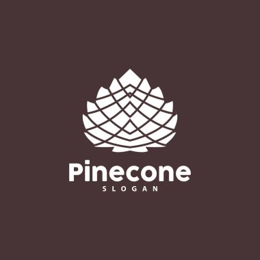 Pine Cone Logosu, Zarif Lüks Çam Basit Tasarımı, Ağaç Meşesi Simgesi Vektörü, Ürün Markası Çizimi