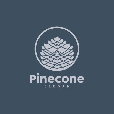 Pine Cone Logosu, Zarif Lüks Çam Basit Tasarımı, Ağaç Meşesi Simgesi Vektörü, Ürün Markası Çizimi