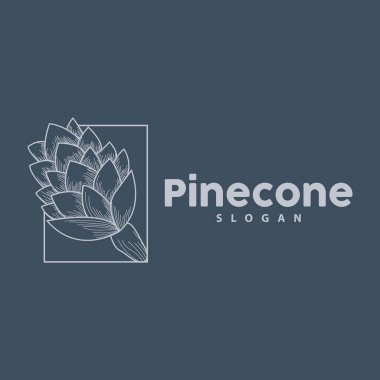 Pine Cone Logosu, Zarif Lüks Çam Basit Tasarımı, Ağaç Meşesi Simgesi Vektörü, Ürün Markası Çizimi