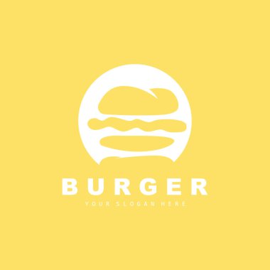 Hamburger Logosu, Fast Food Tasarımı, Ekmek ve Sebze Vektörü, Fast Food Restoranı Marka Simgesi Çizimi