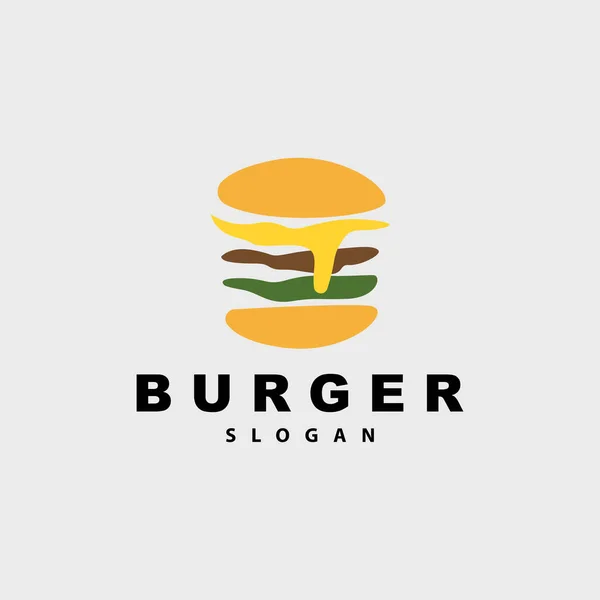 Burger Logo Fast Food Design Bread Vegetables Vector Fast Food — 스톡 벡터