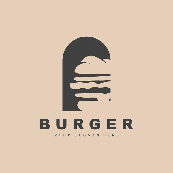 Burger Logo Fast Food Design Bread Vegetables Vector Fast Food — 스톡 벡터