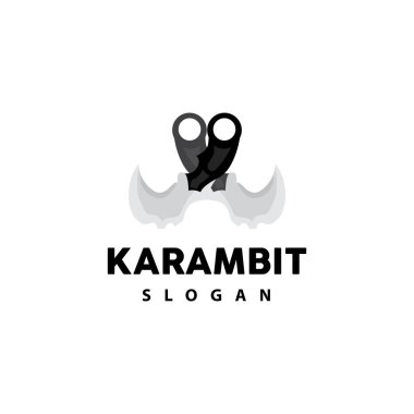 Kerambit Logosu, Endonezya Savaş Silahları Vektörü, Ninja Dövüş Aracı Basit Tasarım, Şablon Çizim Simgesi Simgesi Simgesi Simgesi Simgesi