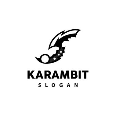 Kerambit Logosu, Endonezya Savaş Silahları Vektörü, Ninja Dövüş Aracı Basit Tasarım, Şablon Çizim Simgesi Simgesi Simgesi Simgesi Simgesi