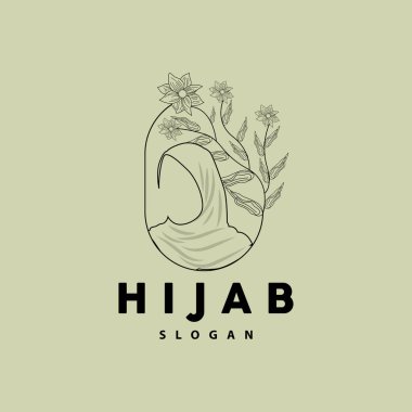 HIjab Logosu, Moda Ürün Vektörü Markası, Müslüman Kadın Başörtüsü Butik Tasarımı