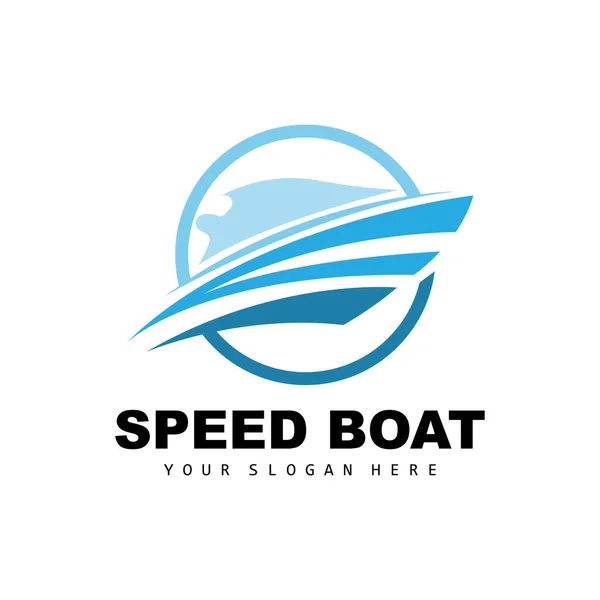 Speed Boat Logo Fast Cargo Ship Vector Sailboat Design Ship — 스톡 벡터