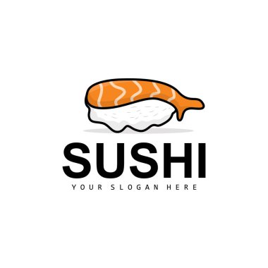 Suşi Logosu, Japon Gıda Suşi Deniz Ürünleri Vektörü, Japon Mutfak Ürünleri Markası Tasarımı, Şablon Simgesi